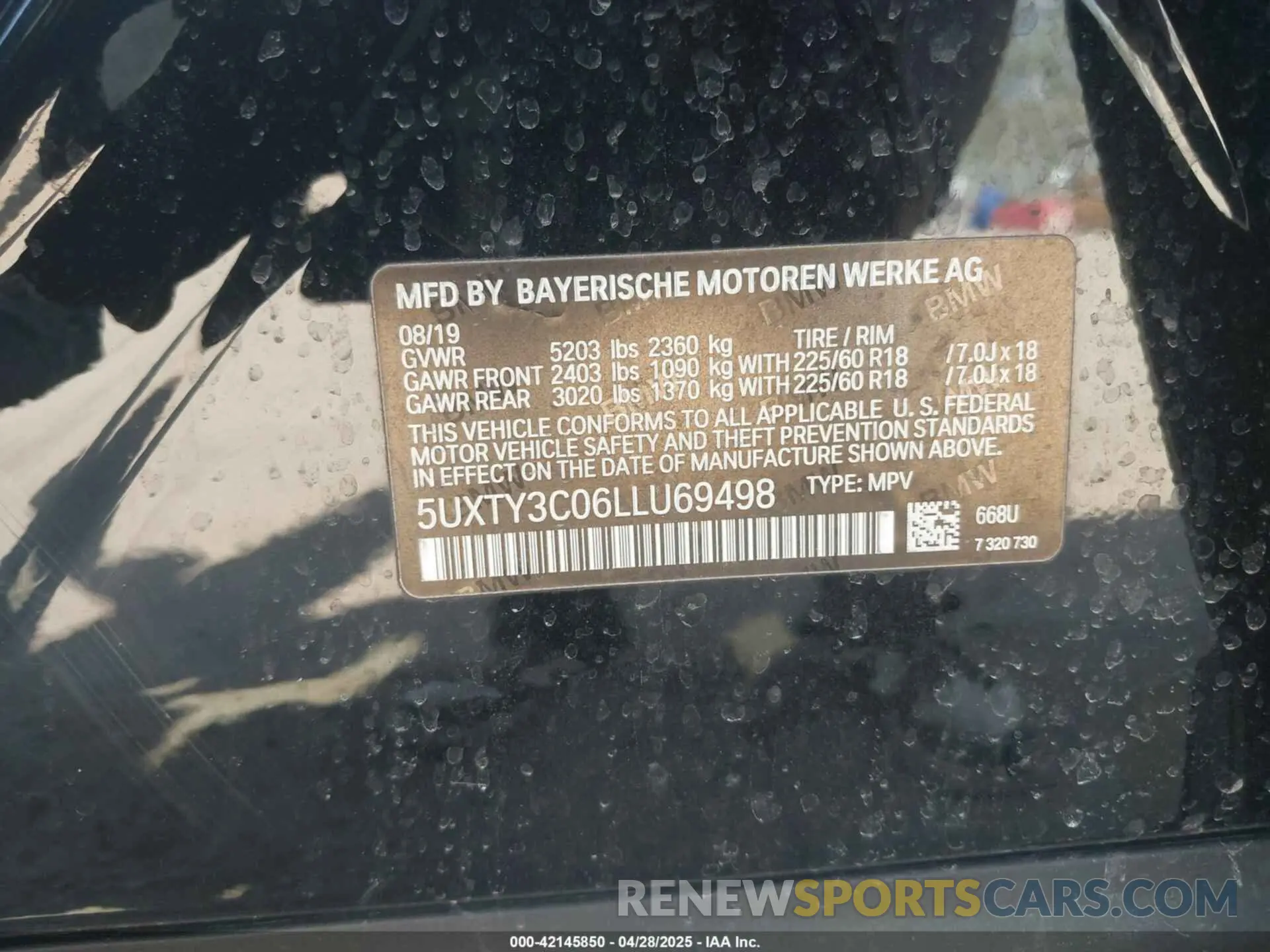 9 Фотография поврежденного автомобиля 5UXTY3C06LLU69498 BMW X3 2020