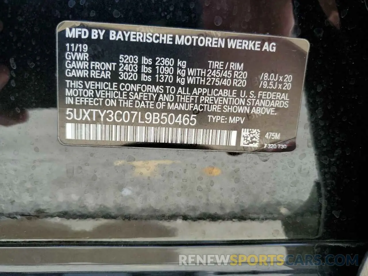 13 Фотография поврежденного автомобиля 5UXTY3C07L9B50465 BMW X3 2020