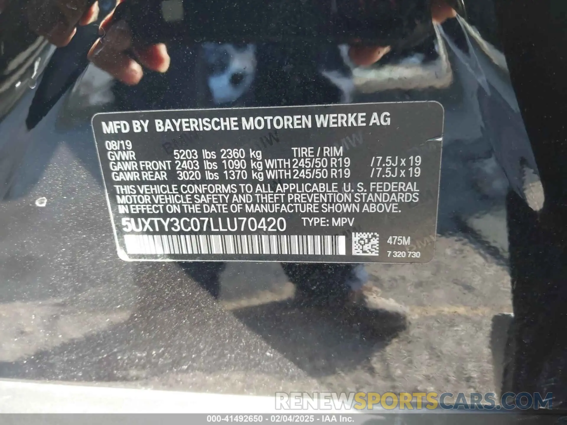 9 Фотография поврежденного автомобиля 5UXTY3C07LLU70420 BMW X3 2020