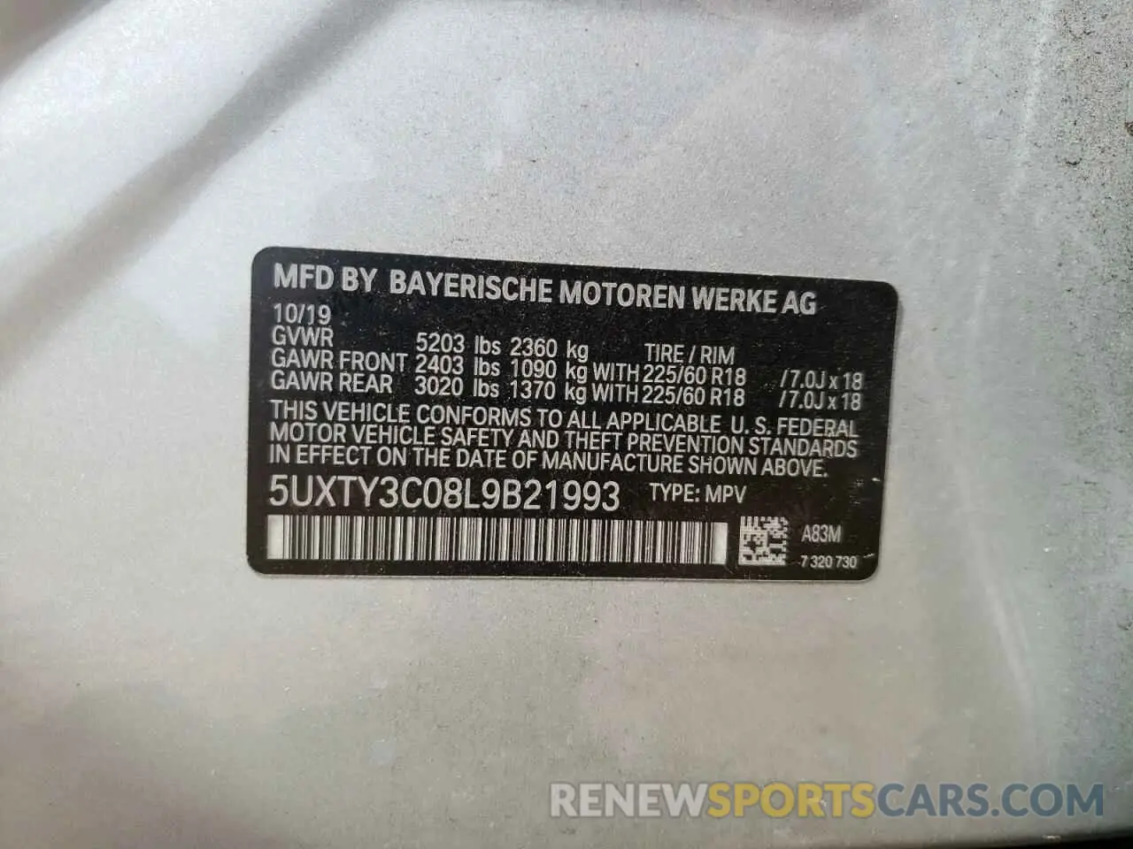 13 Фотография поврежденного автомобиля 5UXTY3C08L9B21993 BMW X3 2020