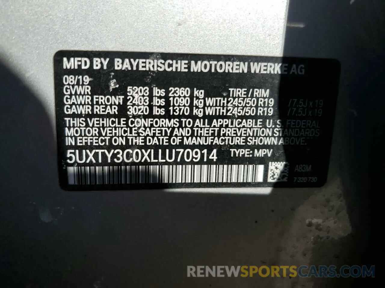 15 Фотография поврежденного автомобиля 5UXTY3C0XLLU70914 BMW X3 2020