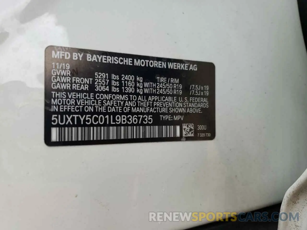 14 Photograph of a damaged car 5UXTY5C01L9B36735 BMW X3 2020