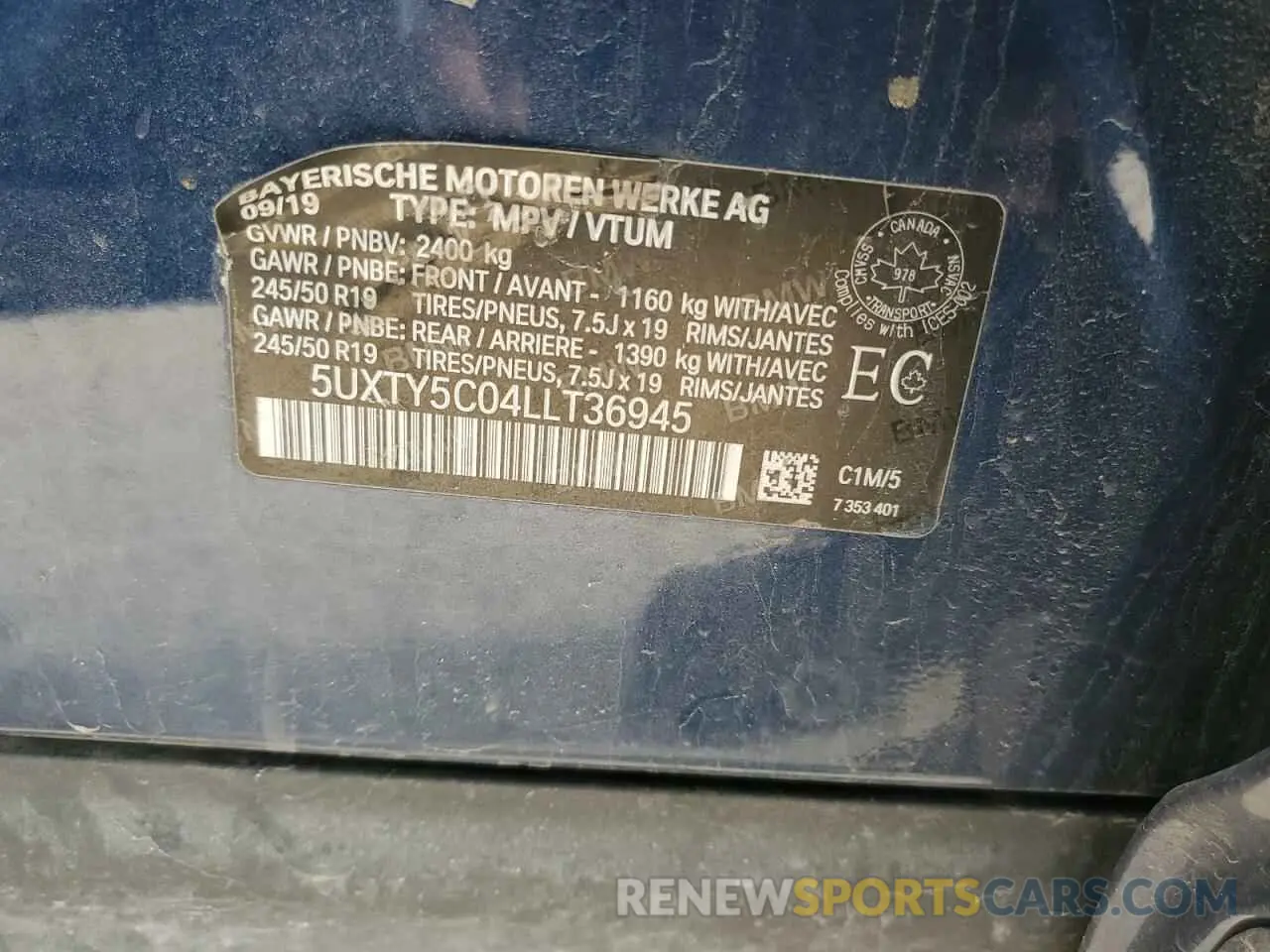 13 Фотография поврежденного автомобиля 5UXTY5C04LLT36945 BMW X3 2020