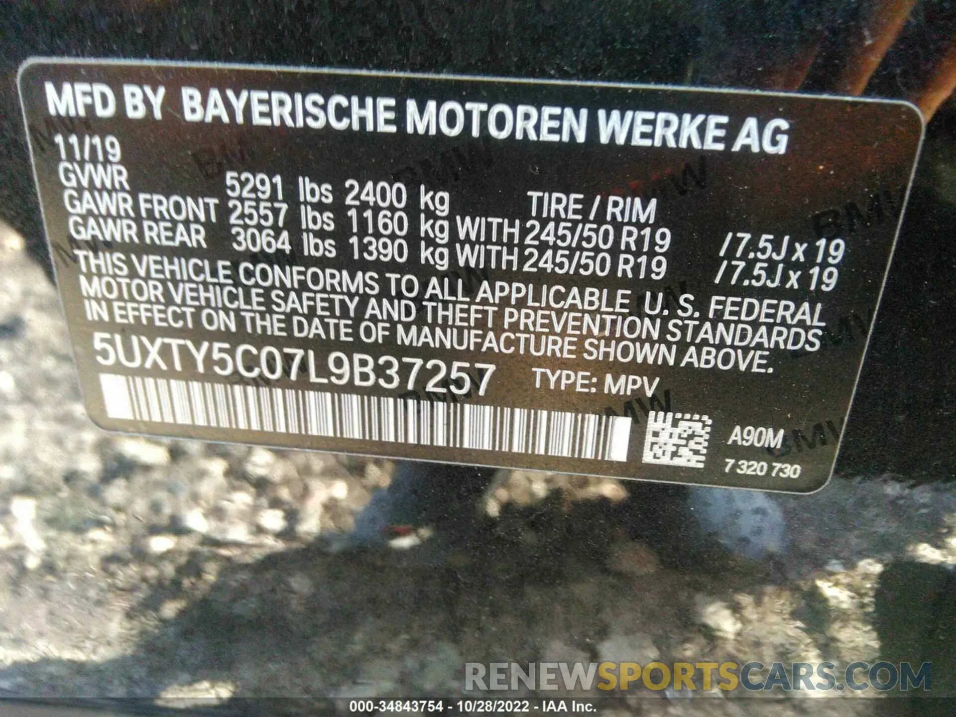 9 Photograph of a damaged car 5UXTY5C07L9B37257 BMW X3 2020