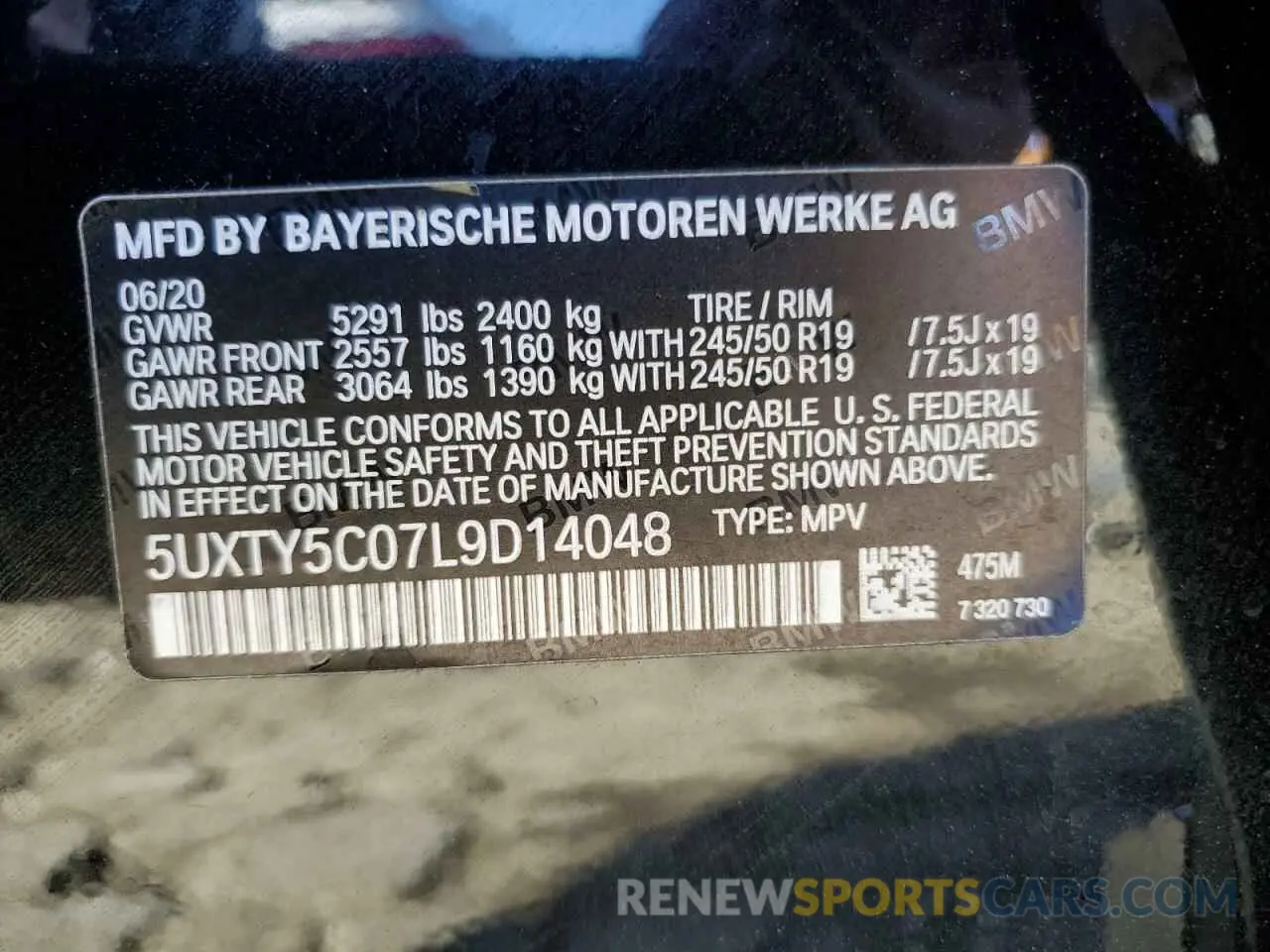 13 Photograph of a damaged car 5UXTY5C07L9D14048 BMW X3 2020
