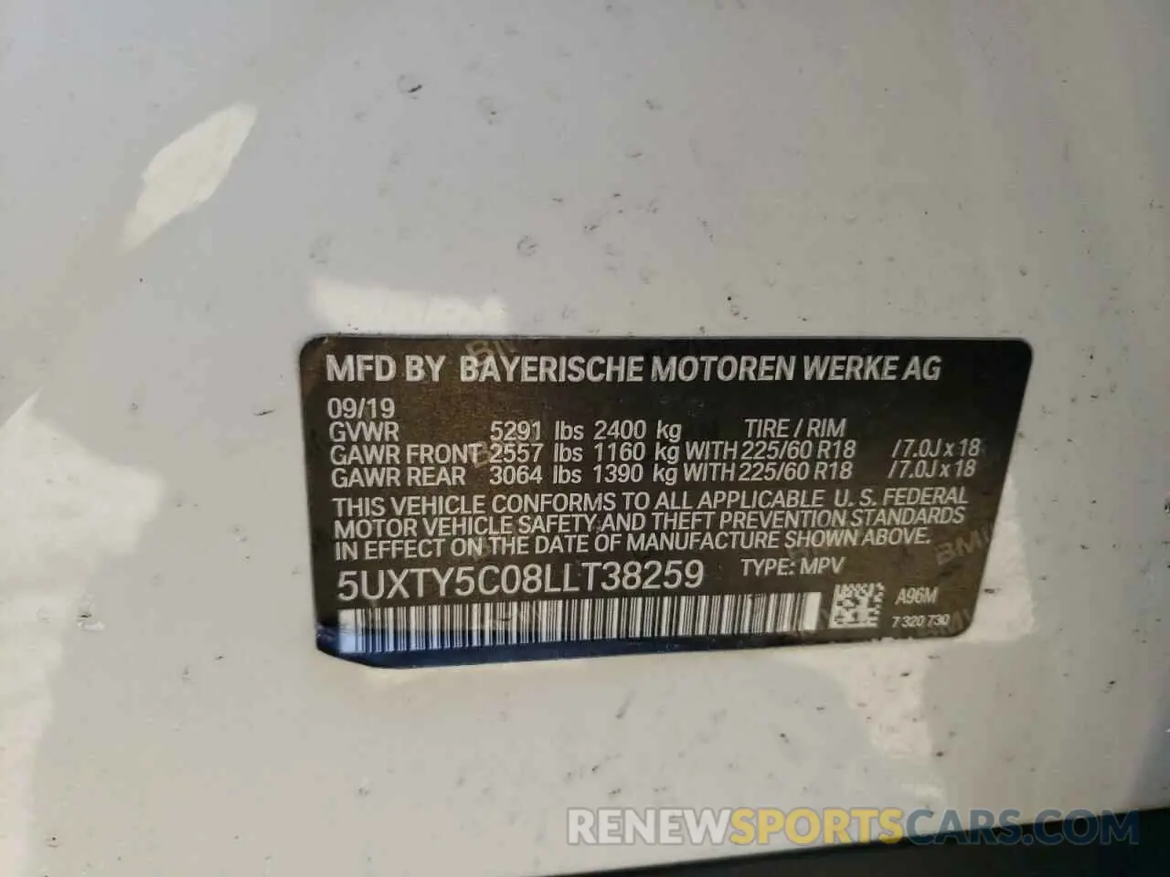 13 Photograph of a damaged car 5UXTY5C08LLT38259 BMW X3 2020