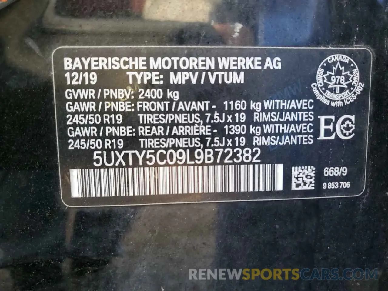 14 Photograph of a damaged car 5UXTY5C09L9B72382 BMW X3 2020