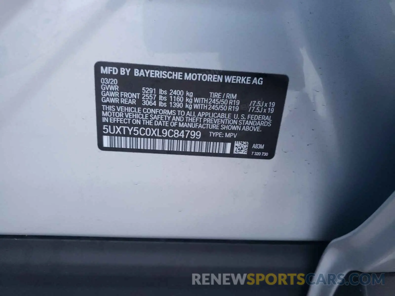 10 Photograph of a damaged car 5UXTY5C0XL9C84799 BMW X3 2020