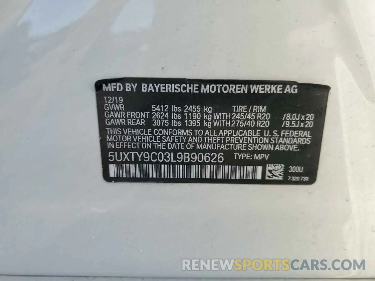 13 Photograph of a damaged car 5UXTY9C03L9B90626 BMW X3 2020