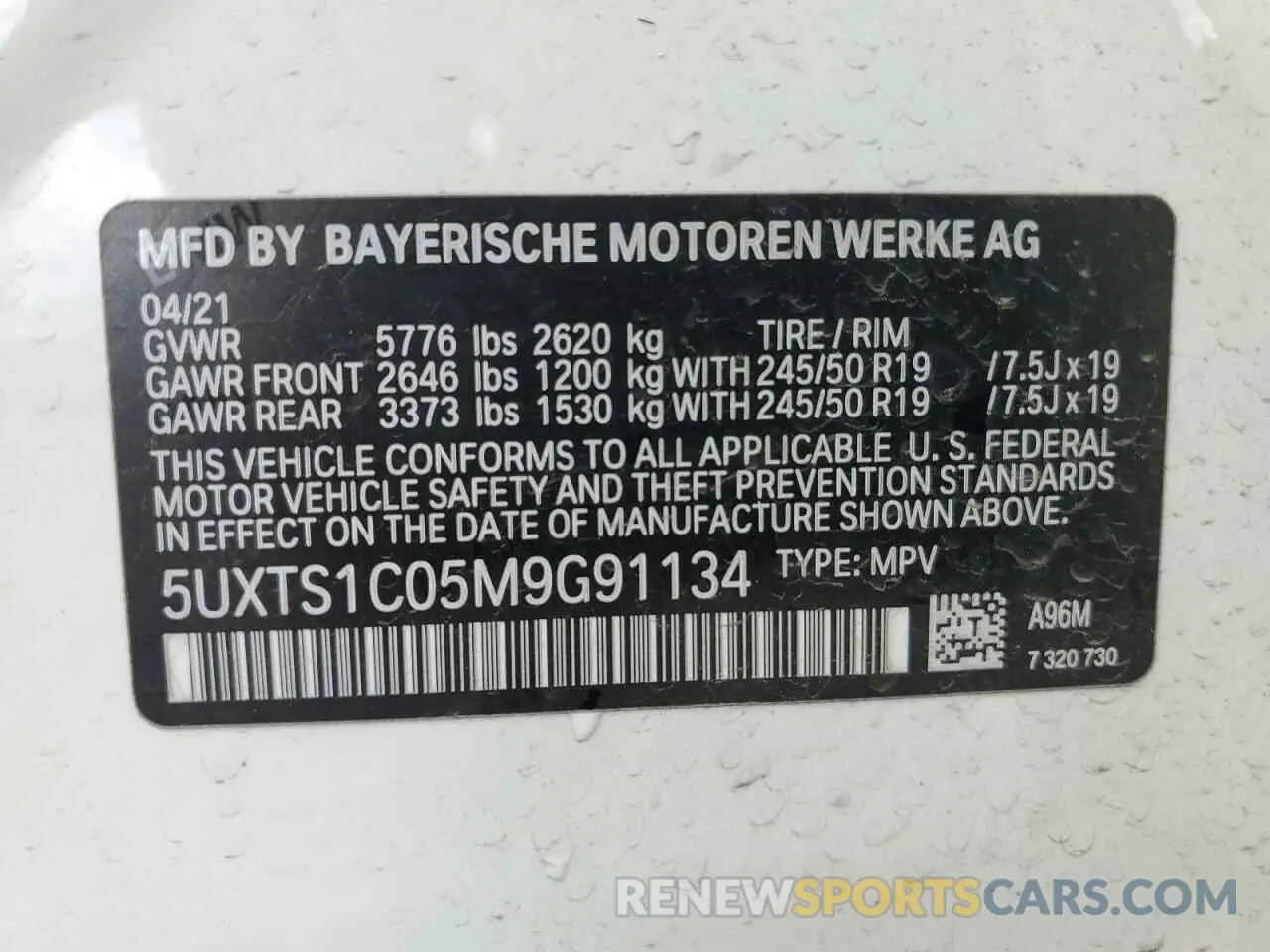 12 Фотография поврежденного автомобиля 5UXTS1C05M9G91134 BMW X3 2021
