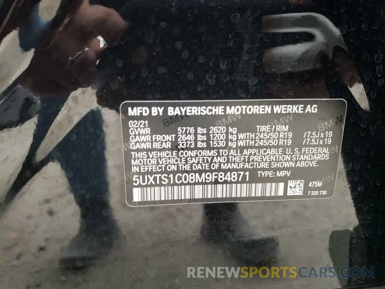10 Photograph of a damaged car 5UXTS1C08M9F84871 BMW X3 2021