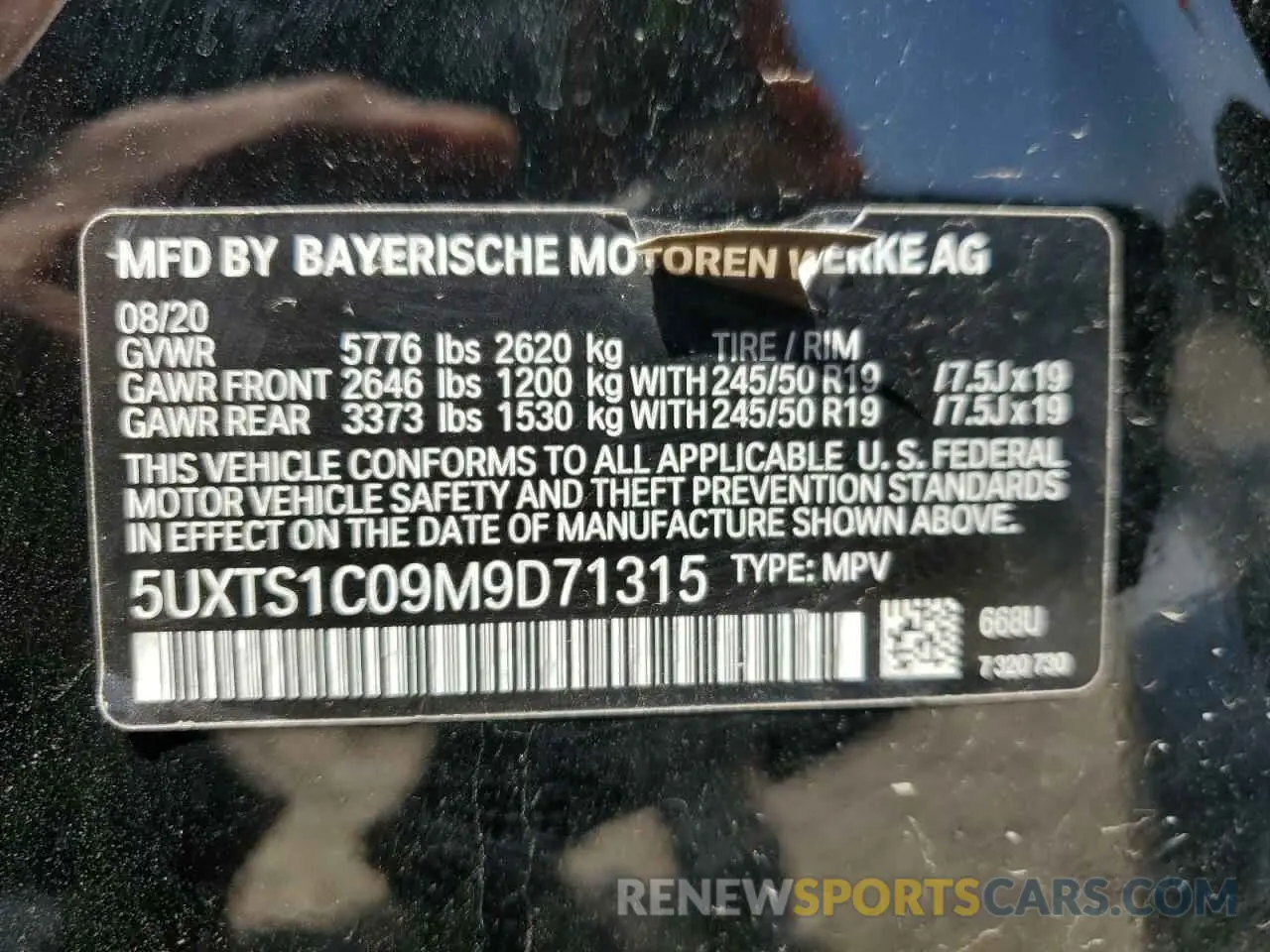 15 Фотография поврежденного автомобиля 5UXTS1C09M9D71315 BMW X3 2021
