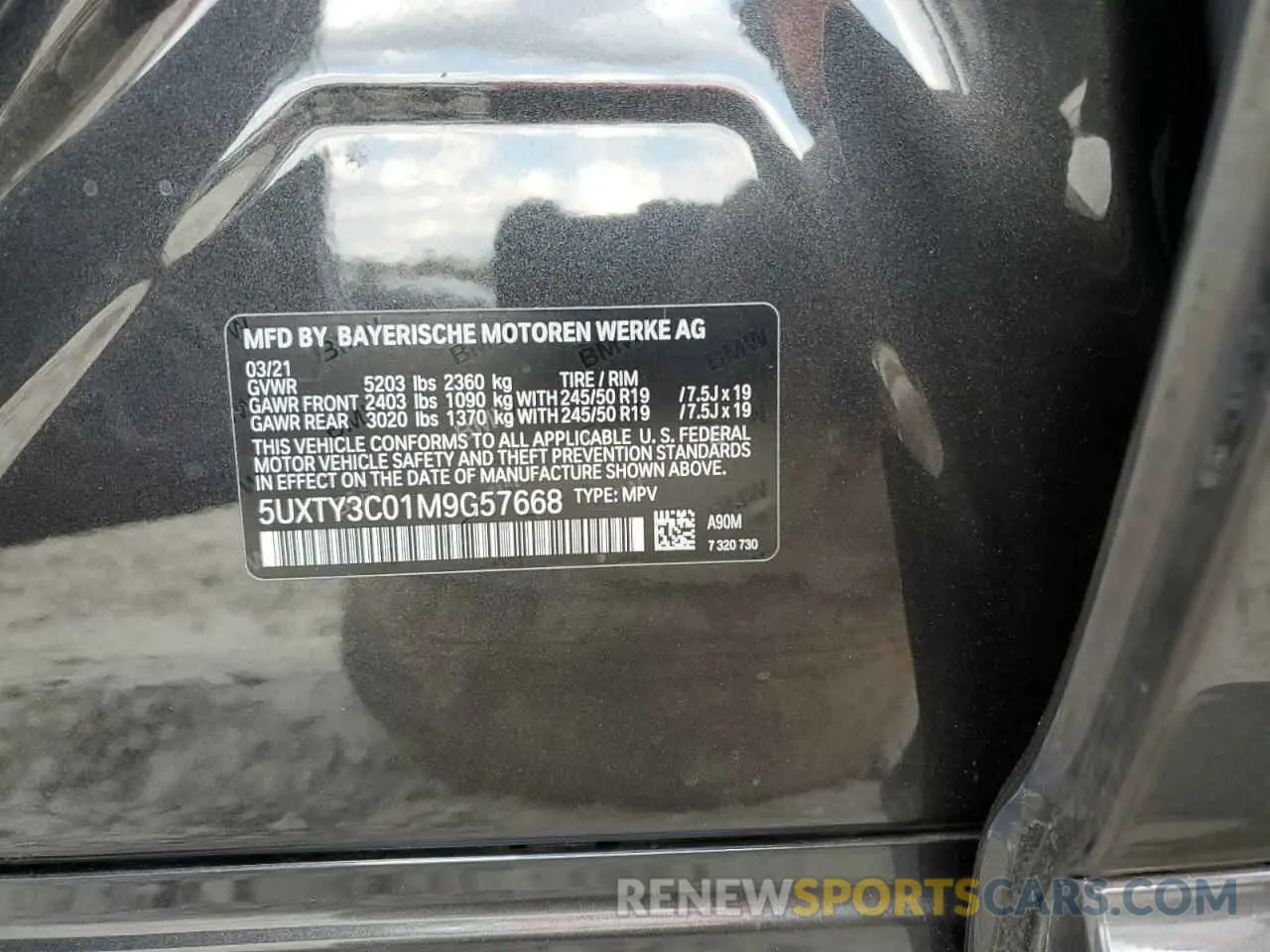 10 Фотография поврежденного автомобиля 5UXTY3C01M9G57668 BMW X3 2021