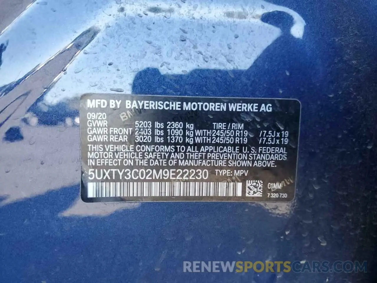 13 Photograph of a damaged car 5UXTY3C02M9E22230 BMW X3 2021