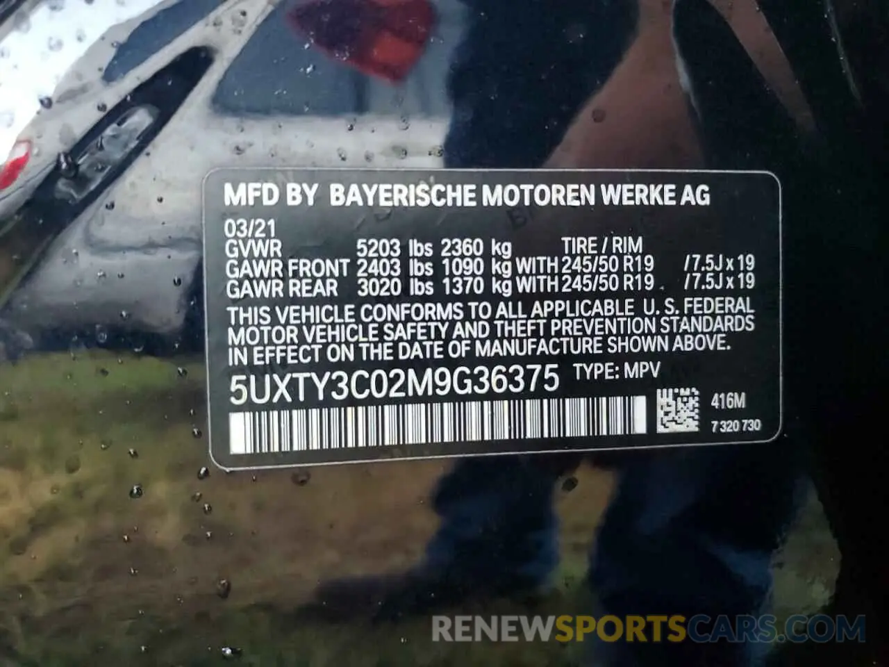 14 Фотография поврежденного автомобиля 5UXTY3C02M9G36375 BMW X3 2021