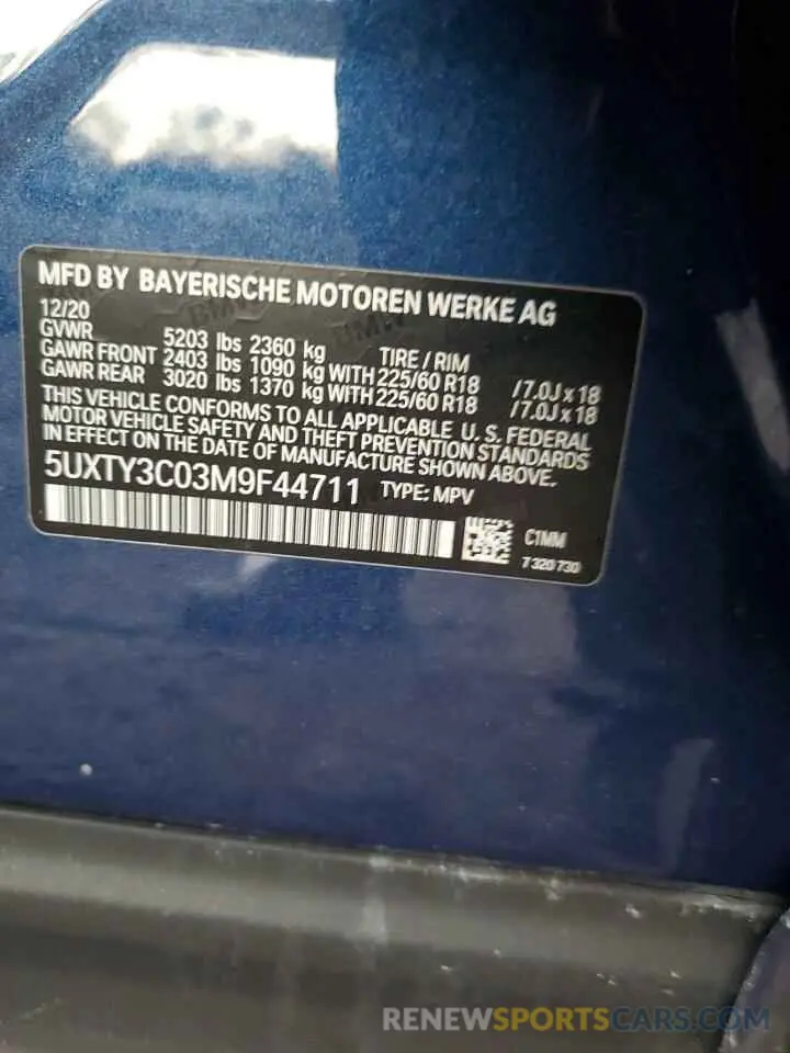 14 Photograph of a damaged car 5UXTY3C03M9F44711 BMW X3 2021