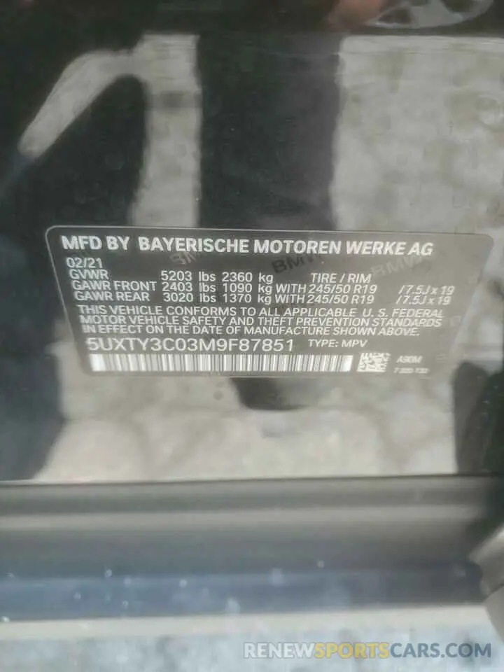 13 Фотография поврежденного автомобиля 5UXTY3C03M9F87851 BMW X3 2021