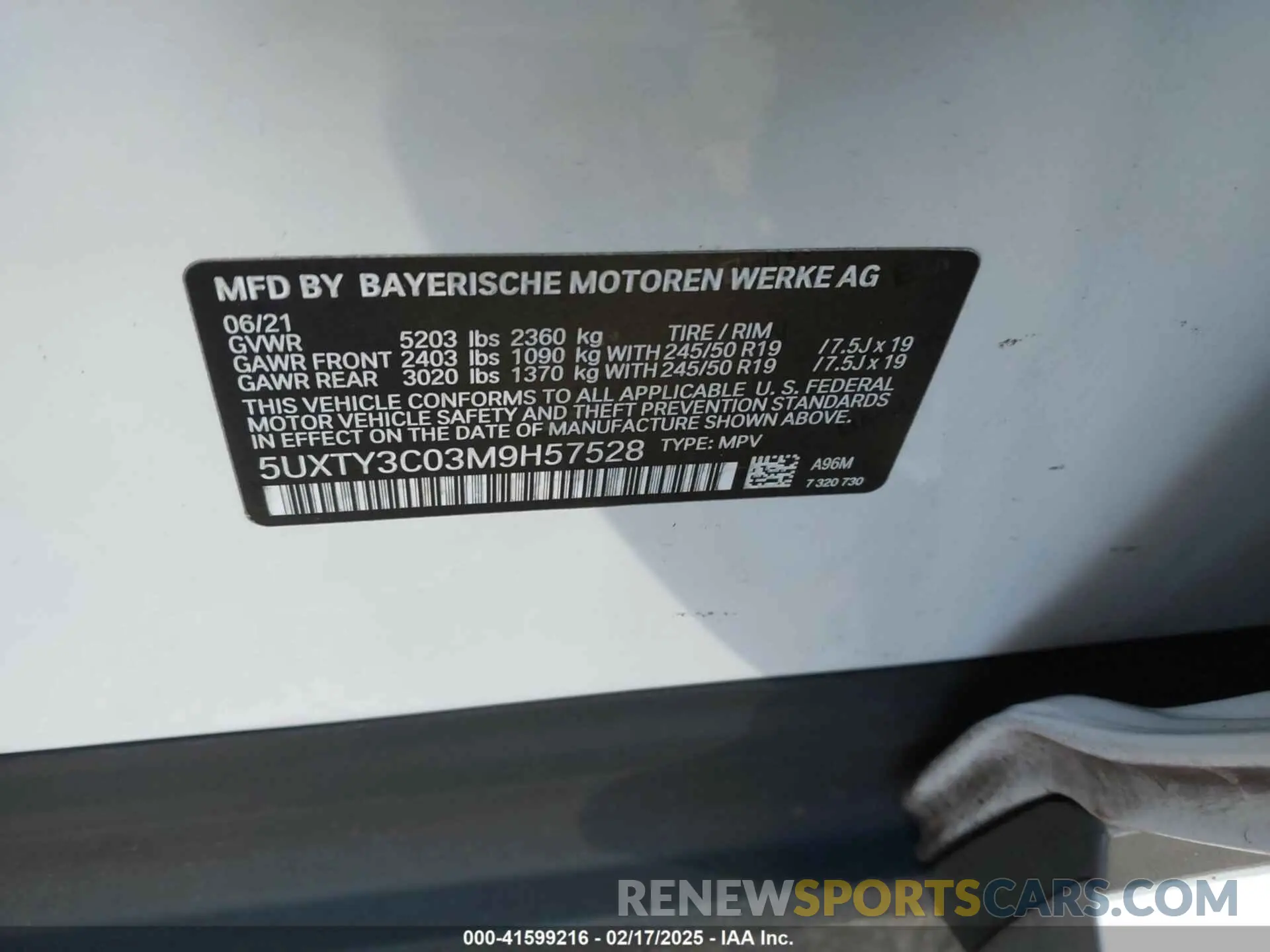 9 Фотография поврежденного автомобиля 5UXTY3C03M9H57528 BMW X3 2021