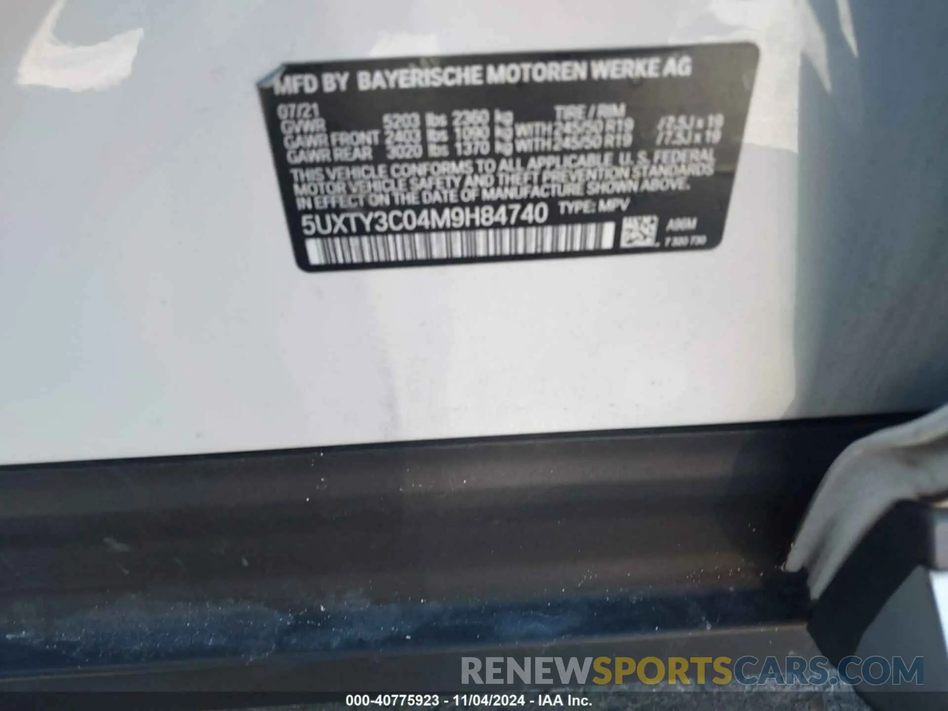 9 Фотография поврежденного автомобиля 5UXTY3C04M9H84740 BMW X3 2021