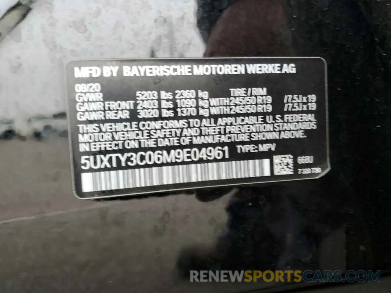 13 Photograph of a damaged car 5UXTY3C06M9E04961 BMW X3 2021