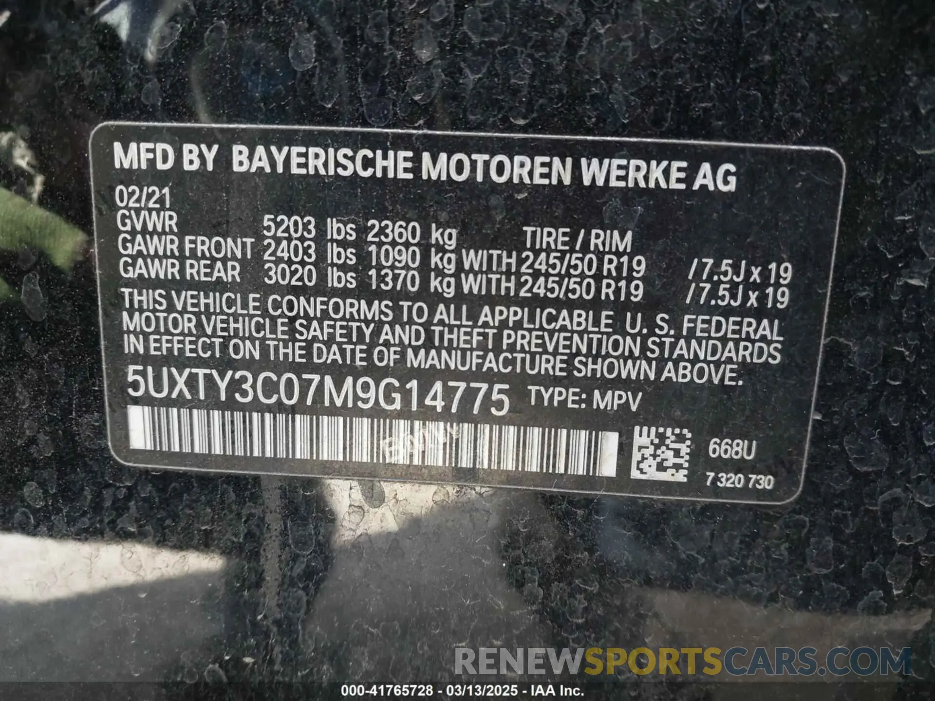 9 Фотография поврежденного автомобиля 5UXTY3C07M9G14775 BMW X3 2021