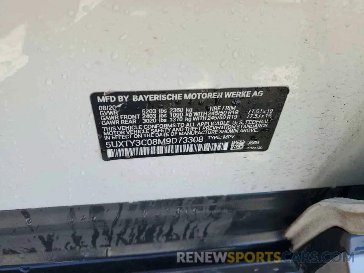 12 Photograph of a damaged car 5UXTY3C08M9D73308 BMW X3 2021