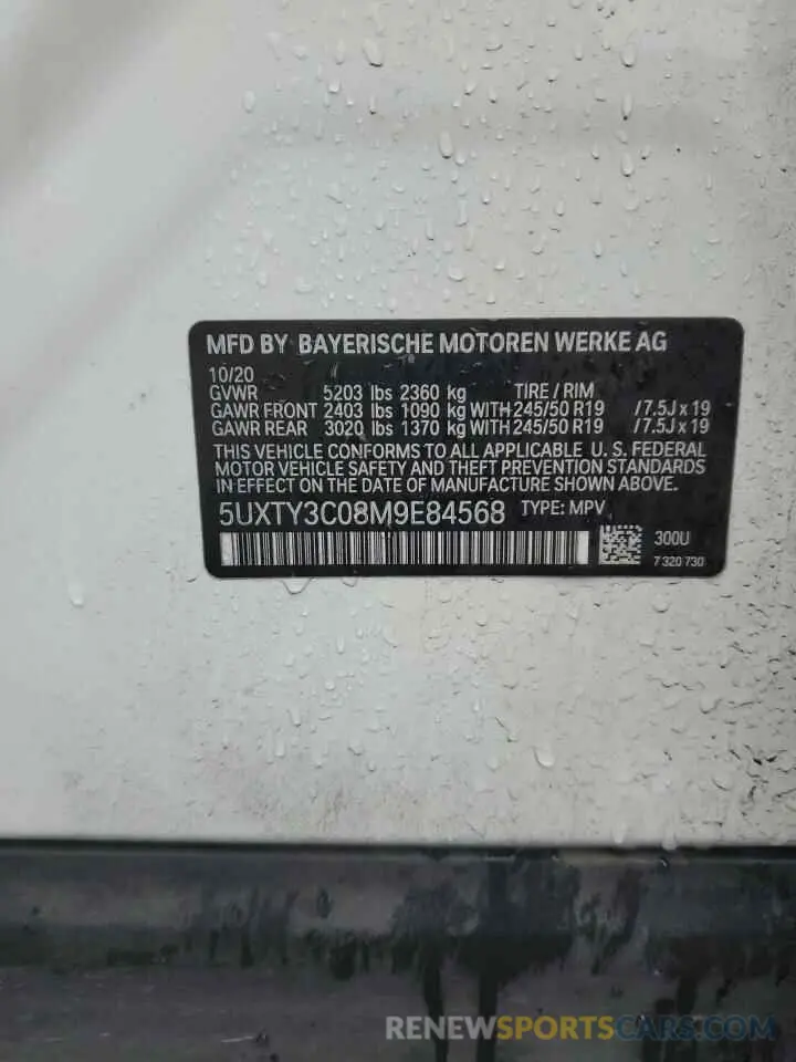 13 Photograph of a damaged car 5UXTY3C08M9E84568 BMW X3 2021