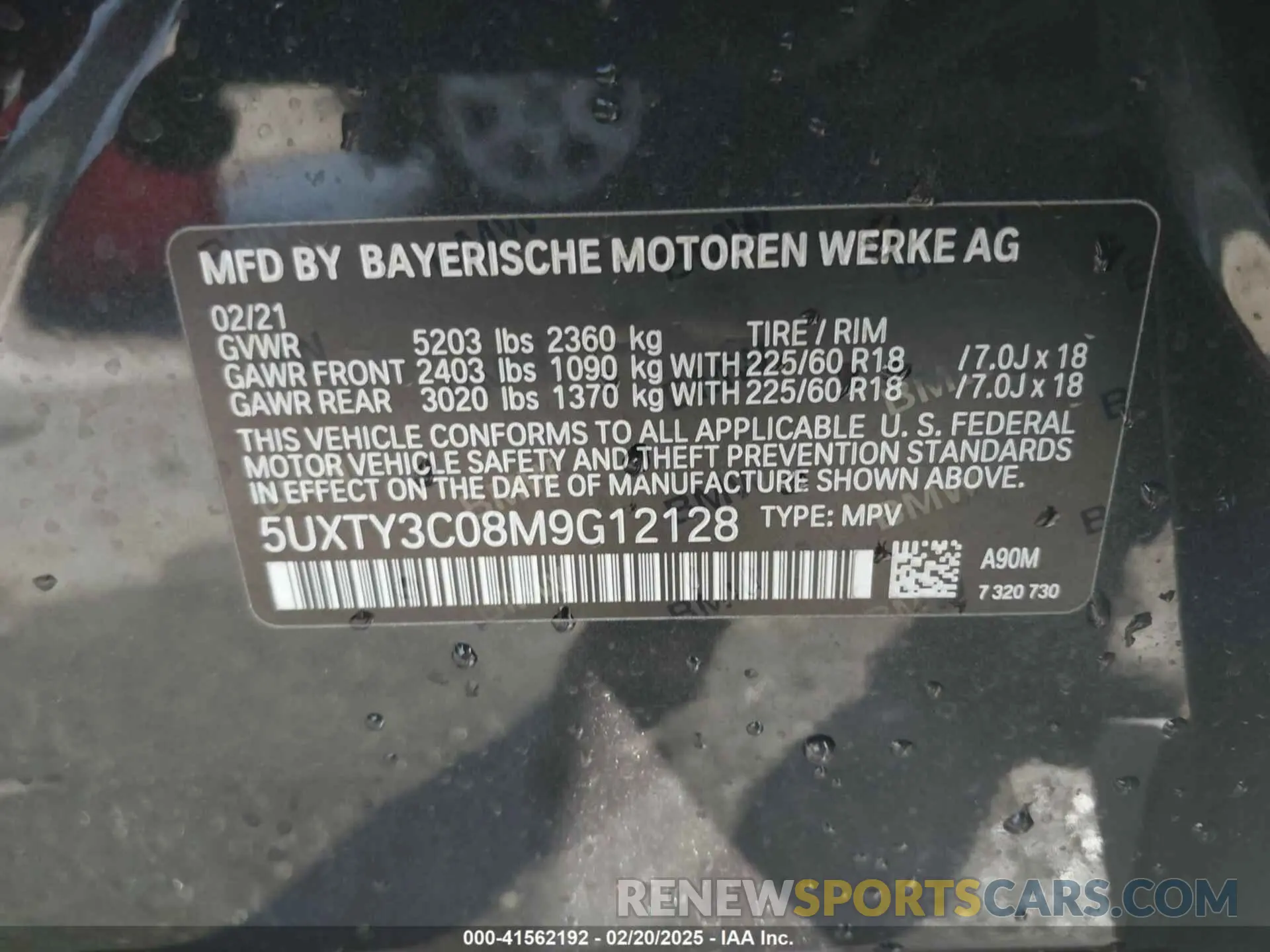 9 Фотография поврежденного автомобиля 5UXTY3C08M9G12128 BMW X3 2021