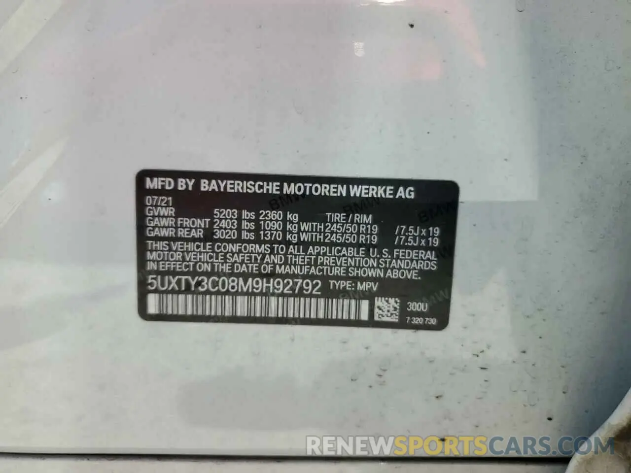 13 Фотография поврежденного автомобиля 5UXTY3C08M9H92792 BMW X3 2021