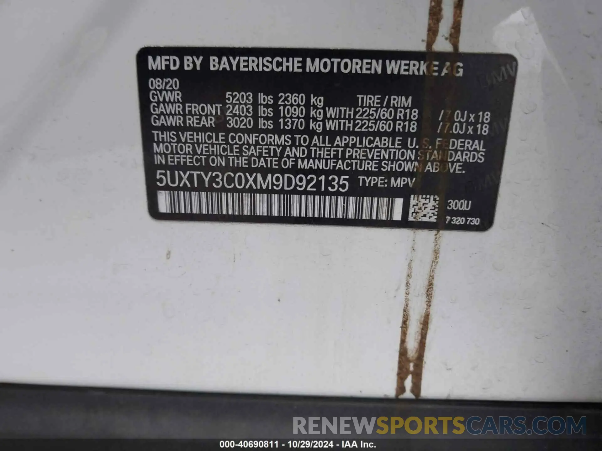 9 Photograph of a damaged car 5UXTY3C0XM9D92135 BMW X3 2021