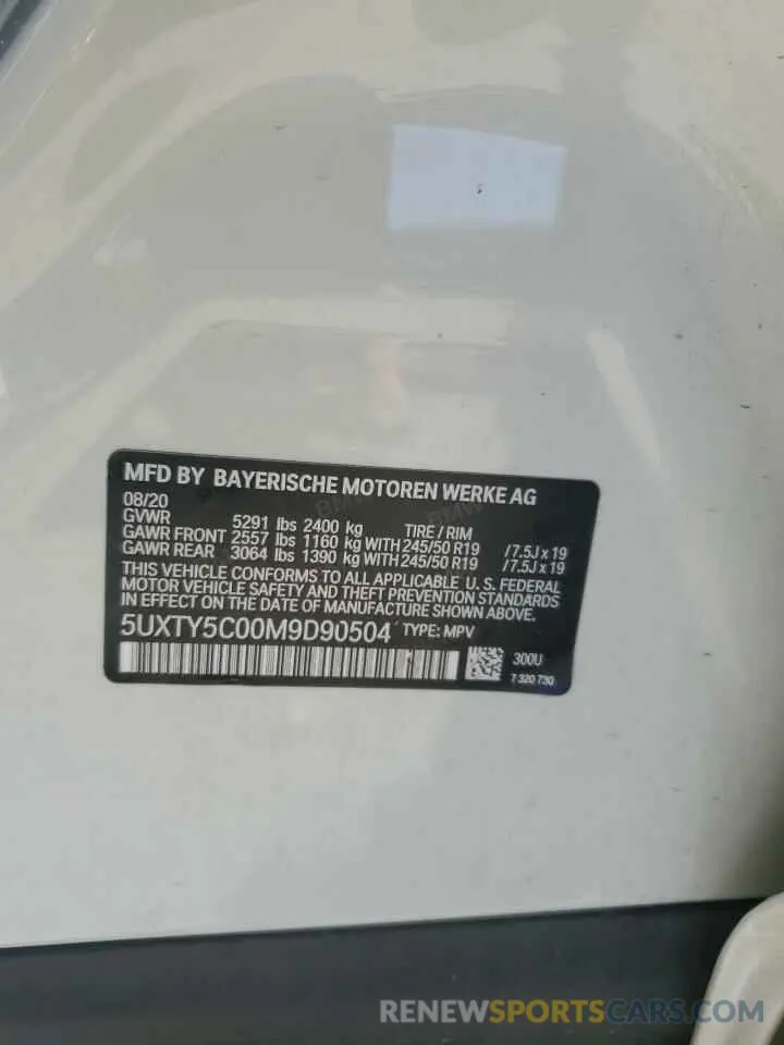 13 Фотография поврежденного автомобиля 5UXTY5C00M9D90504 BMW X3 2021