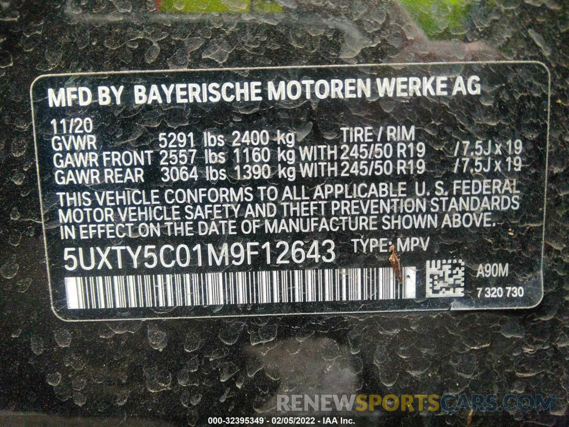 9 Photograph of a damaged car 5UXTY5C01M9F12643 BMW X3 2021