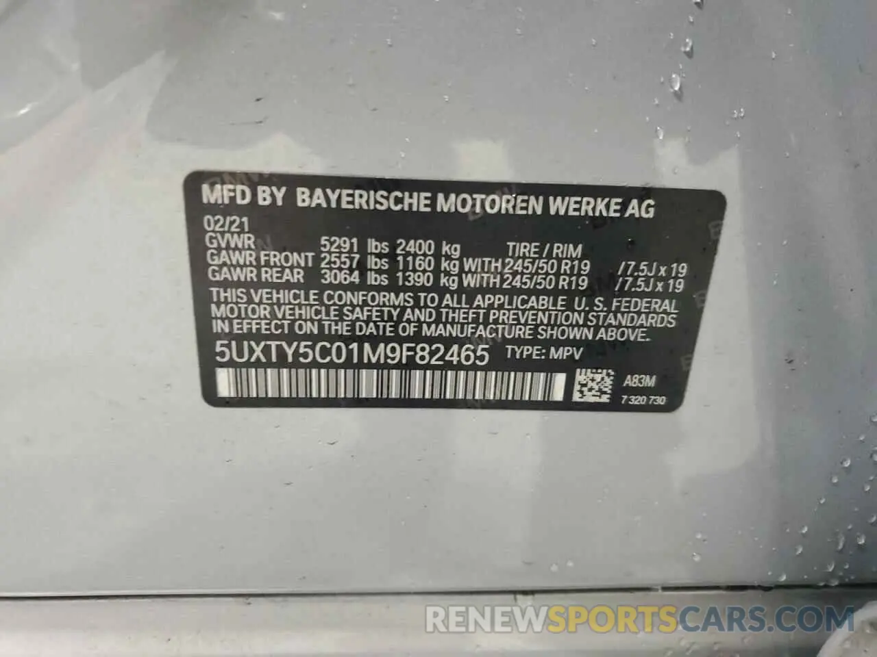 13 Фотография поврежденного автомобиля 5UXTY5C01M9F82465 BMW X3 2021