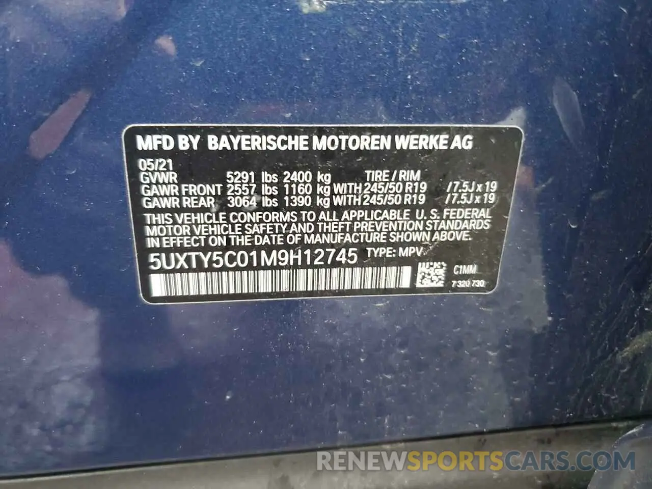 12 Фотография поврежденного автомобиля 5UXTY5C01M9H12745 BMW X3 2021
