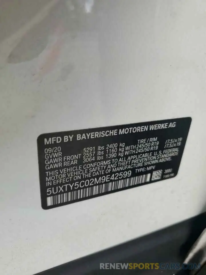 13 Photograph of a damaged car 5UXTY5C02M9E42599 BMW X3 2021
