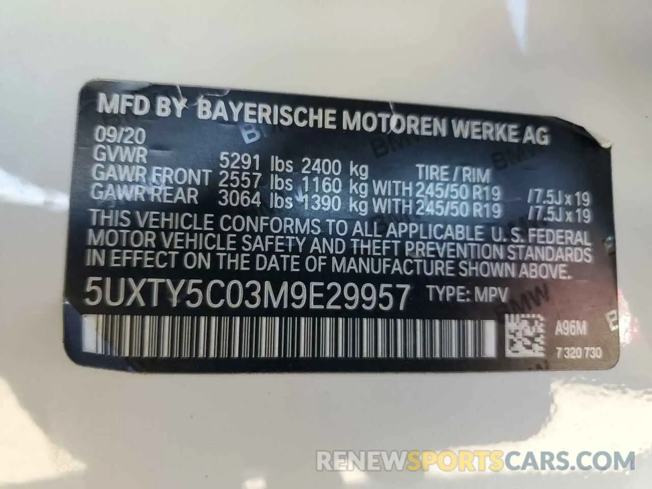 13 Photograph of a damaged car 5UXTY5C03M9E29957 BMW X3 2021