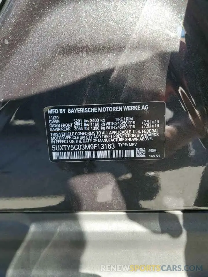13 Photograph of a damaged car 5UXTY5C03M9F13163 BMW X3 2021