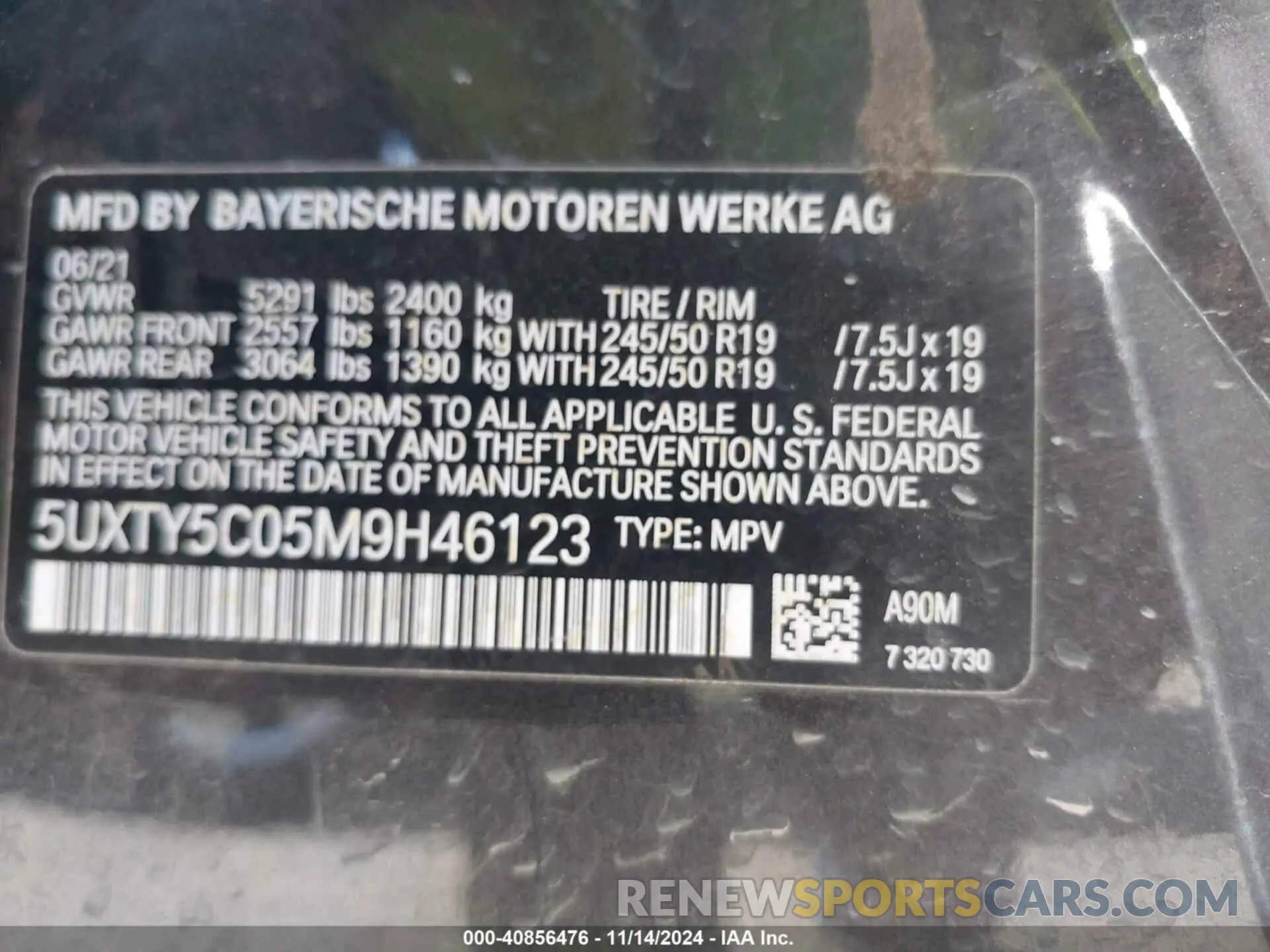 9 Photograph of a damaged car 5UXTY5C05M9846123 BMW X3 2021