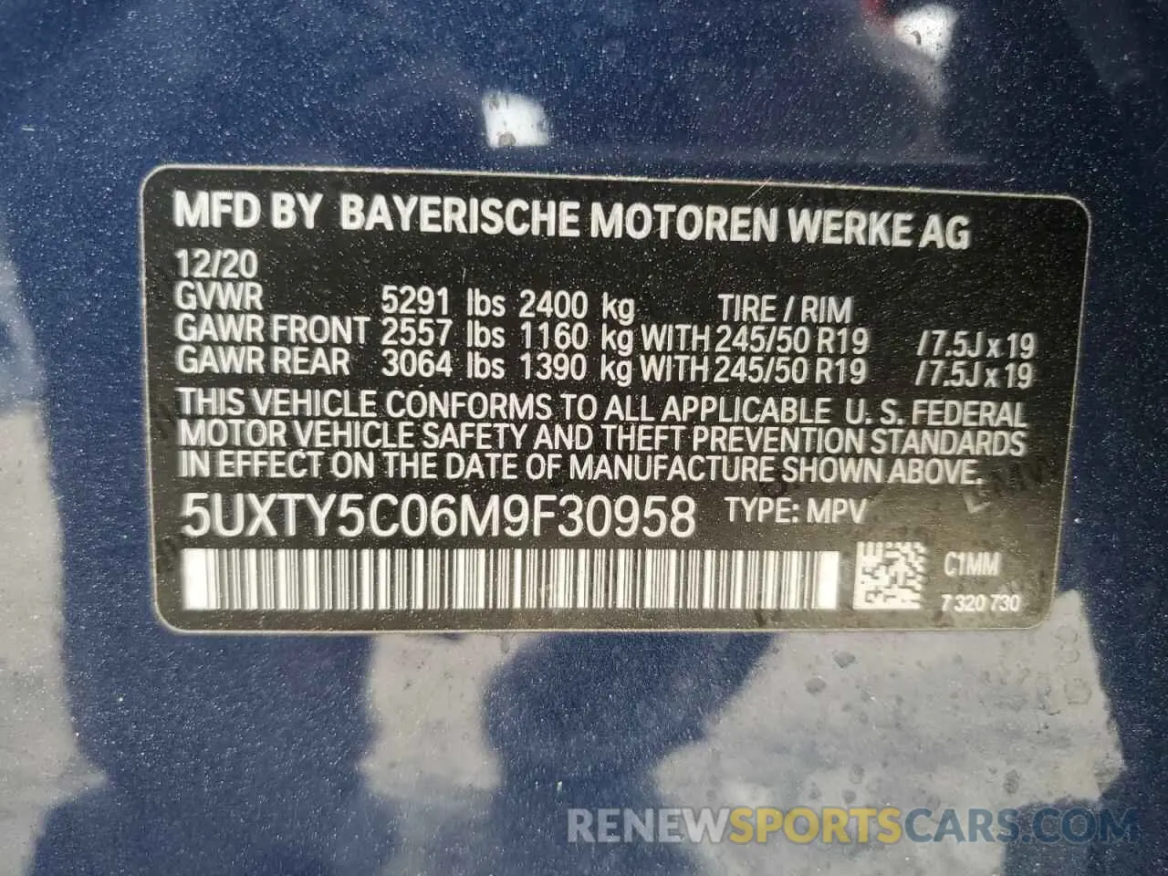 14 Фотография поврежденного автомобиля 5UXTY5C06M9F30958 BMW X3 2021