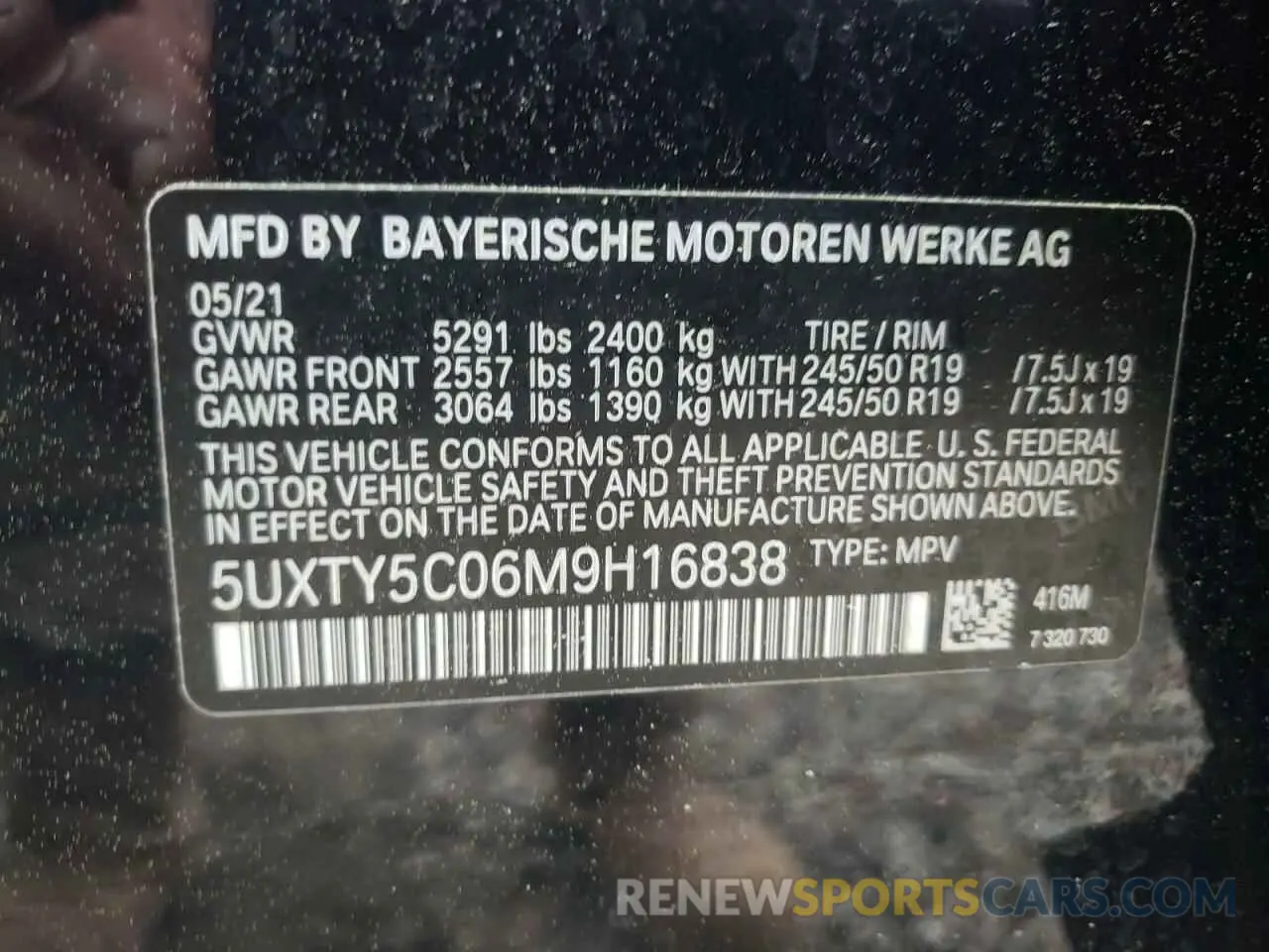 15 Photograph of a damaged car 5UXTY5C06M9H16838 BMW X3 2021