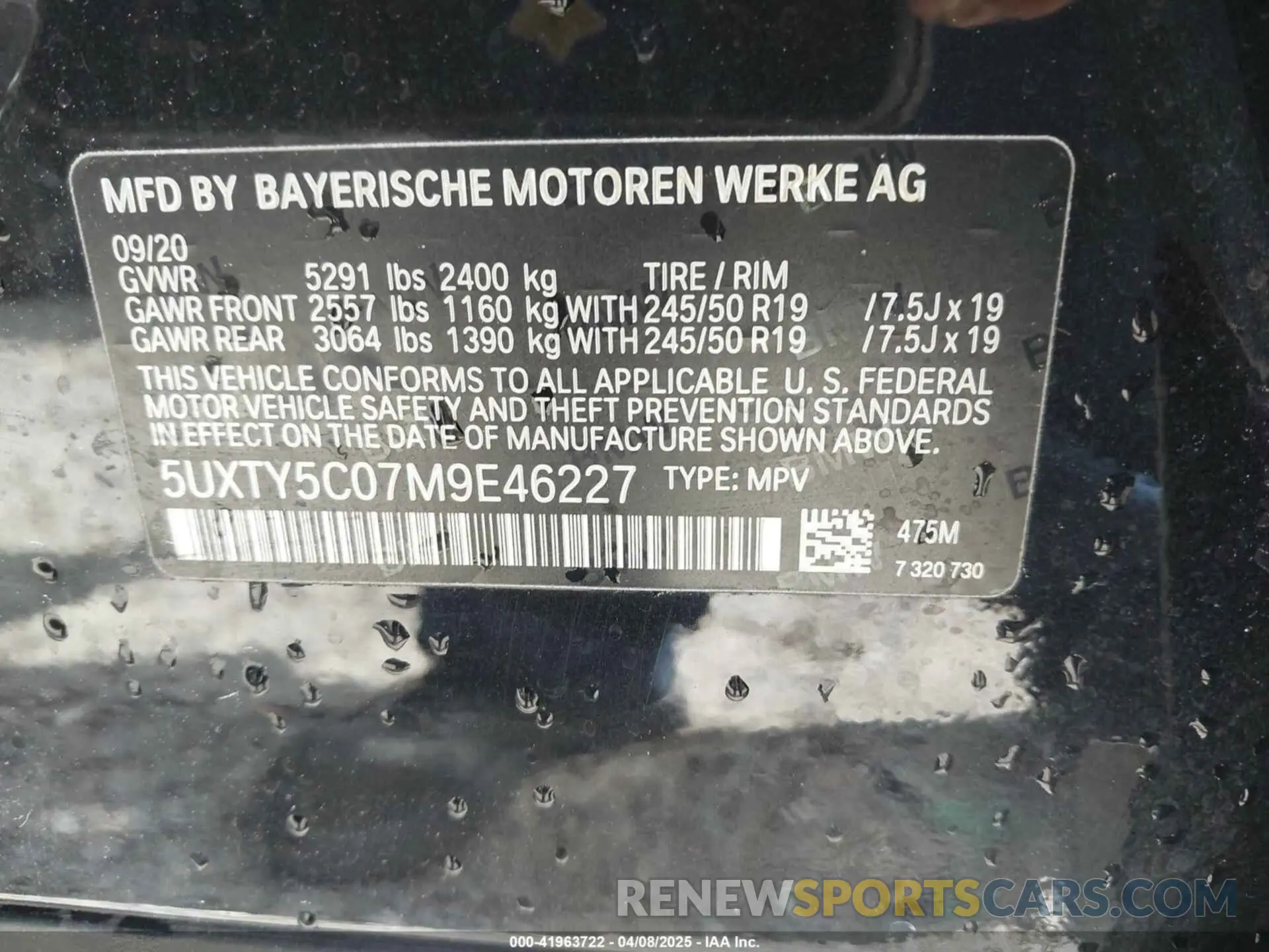 9 Фотография поврежденного автомобиля 5UXTY5C07M9E46227 BMW X3 2021