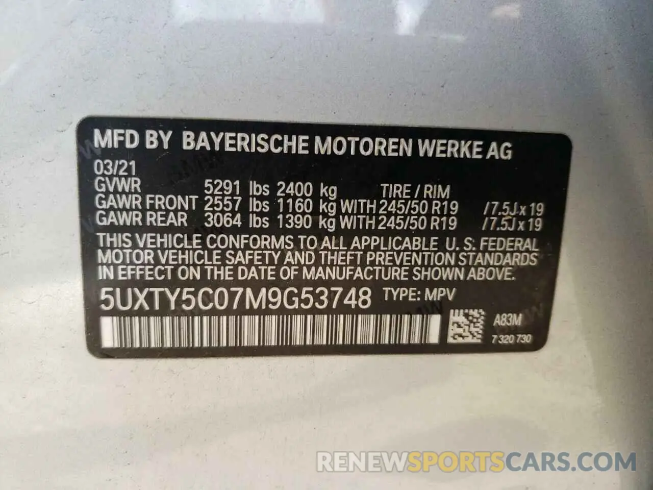 13 Фотография поврежденного автомобиля 5UXTY5C07M9G53748 BMW X3 2021