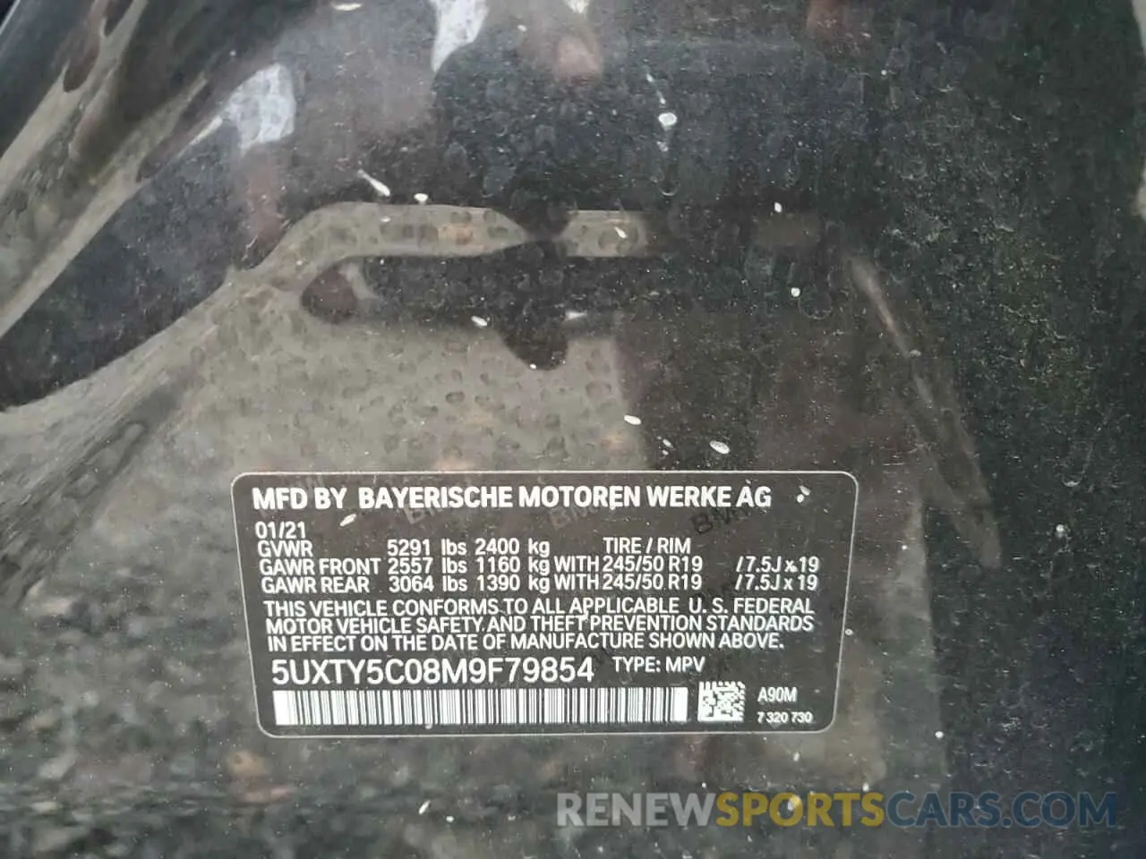 13 Photograph of a damaged car 5UXTY5C08M9F79854 BMW X3 2021
