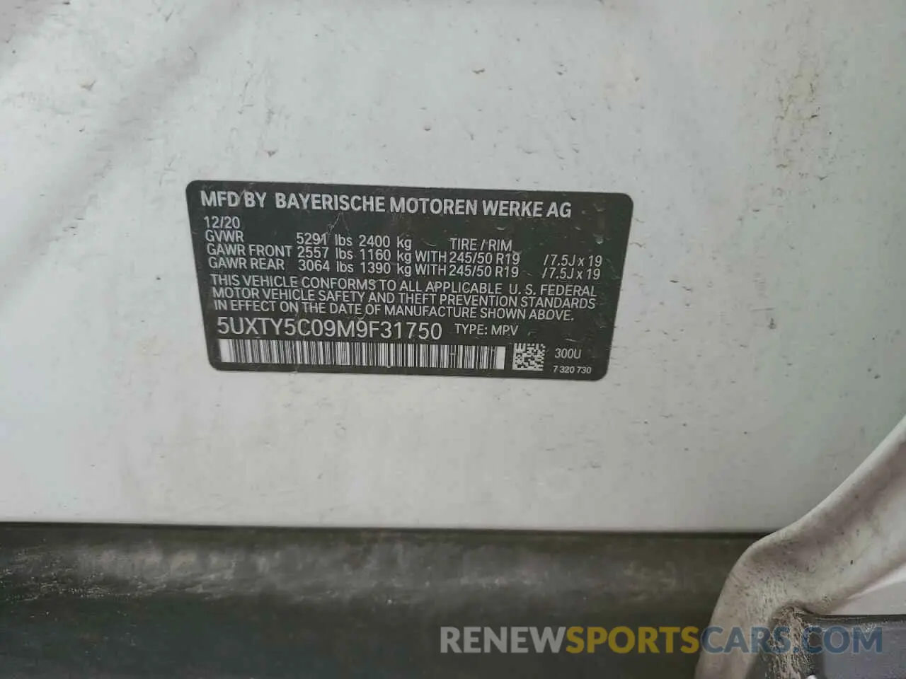 12 Фотография поврежденного автомобиля 5UXTY5C09M9F31750 BMW X3 2021