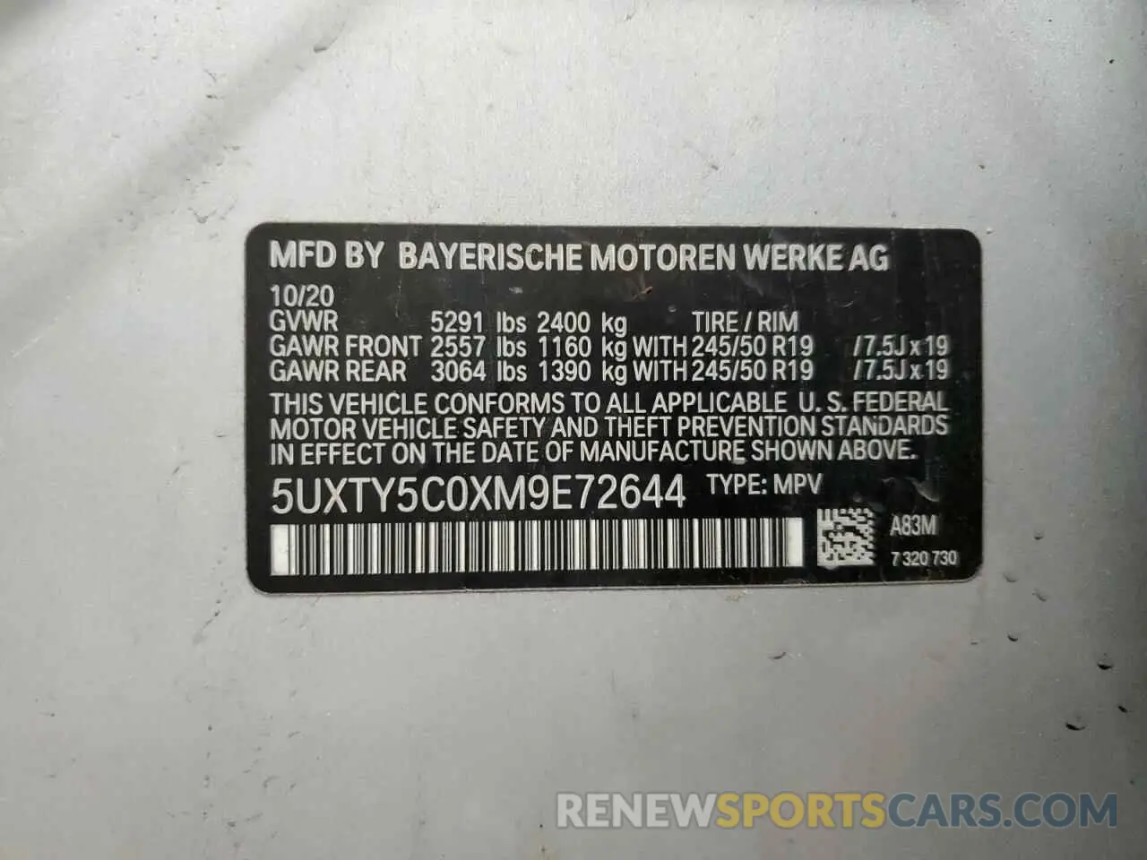 13 Фотография поврежденного автомобиля 5UXTY5C0XM9E72644 BMW X3 2021