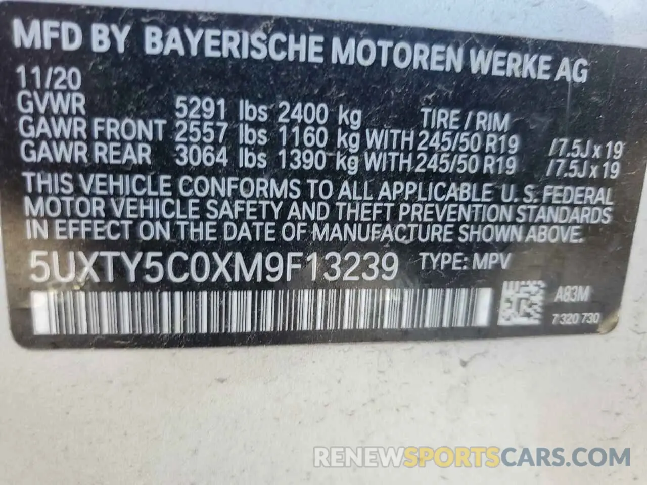 14 Фотография поврежденного автомобиля 5UXTY5C0XM9F13239 BMW X3 2021