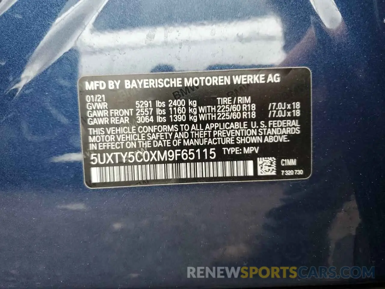 13 Фотография поврежденного автомобиля 5UXTY5C0XM9F65115 BMW X3 2021