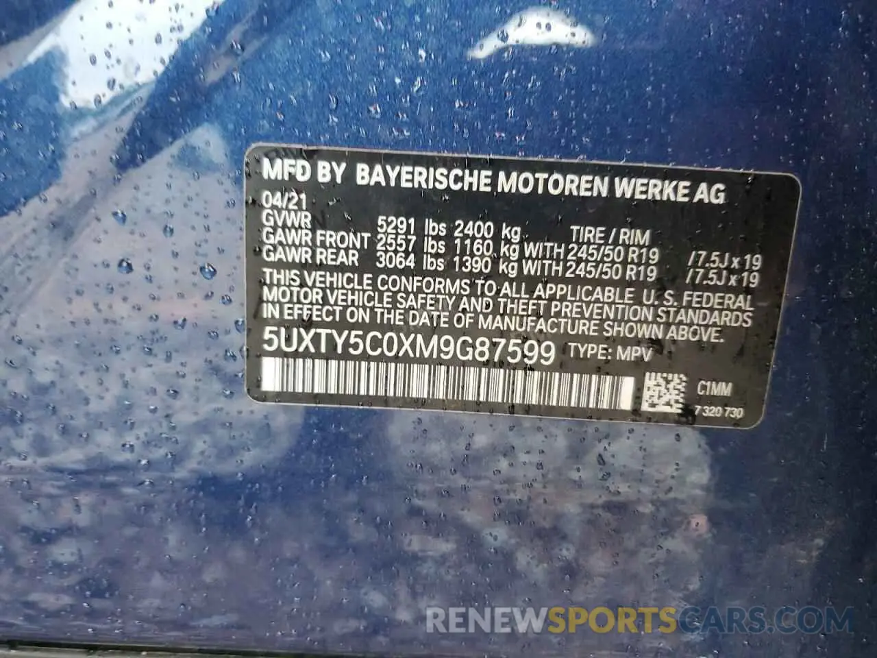 13 Фотография поврежденного автомобиля 5UXTY5C0XM9G87599 BMW X3 2021