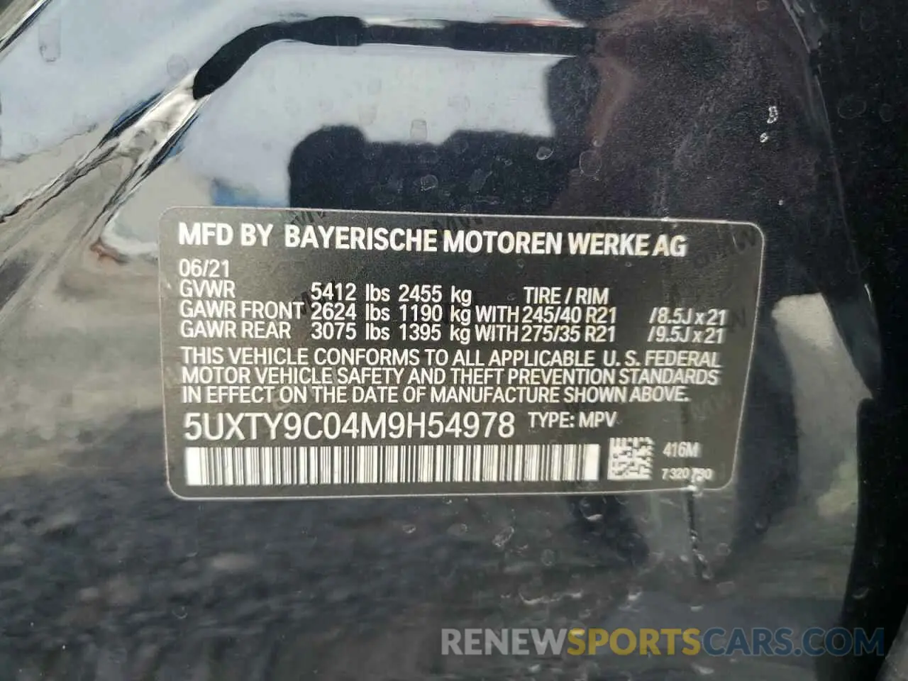 13 Photograph of a damaged car 5UXTY9C04M9H54978 BMW X3 2021