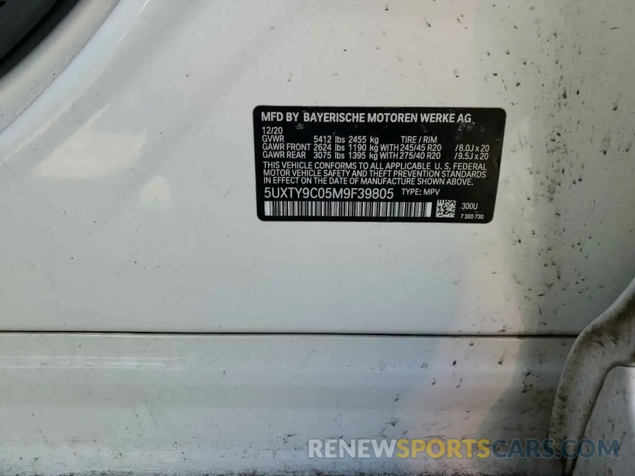 15 Photograph of a damaged car 5UXTY9C05M9F39805 BMW X3 2021